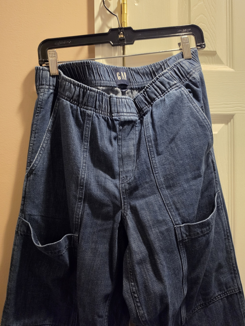 GAP Wide Leg Dark Wash Denim Utility Pants SIZE M - Picture 3 of 7